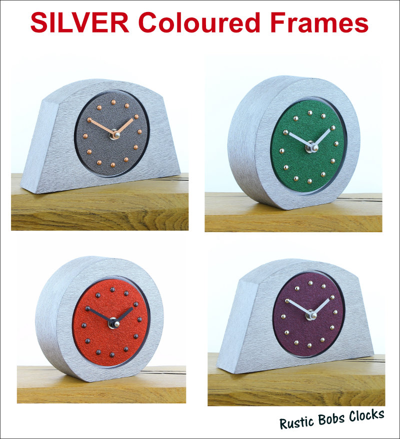 Plain Faced, Silver Colour Framed Mantel Clocks