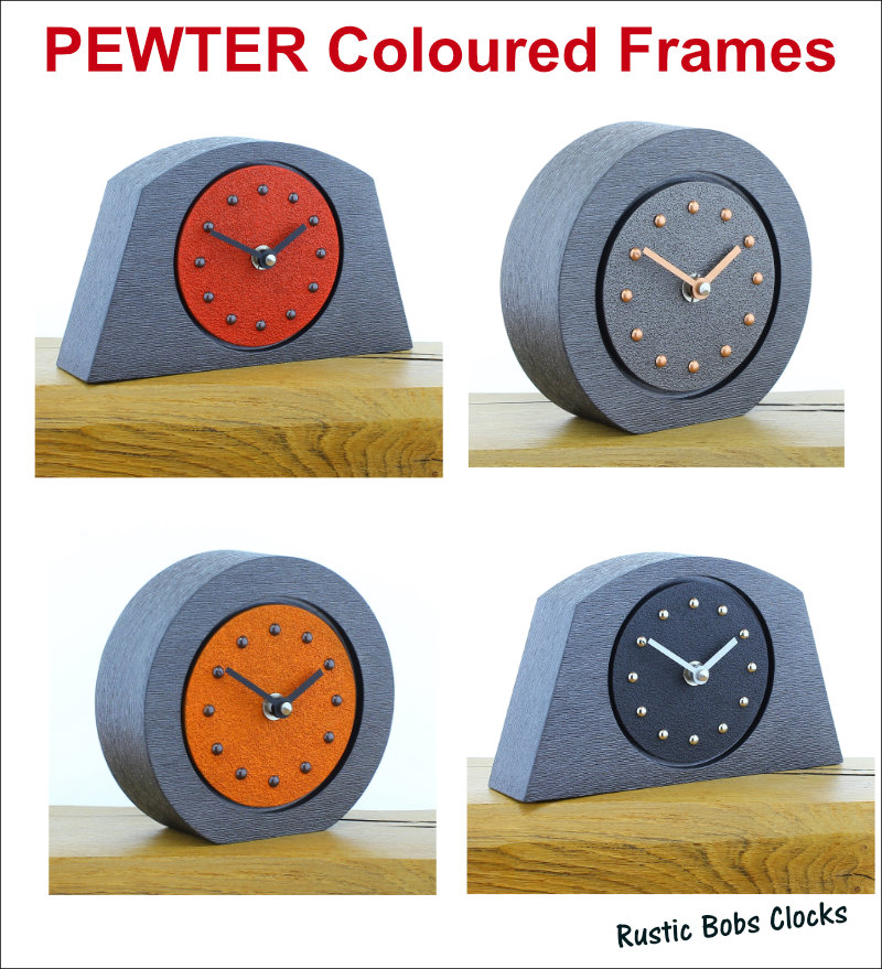 Plain Faced, Pewter Colour Framed Mantel Clocks