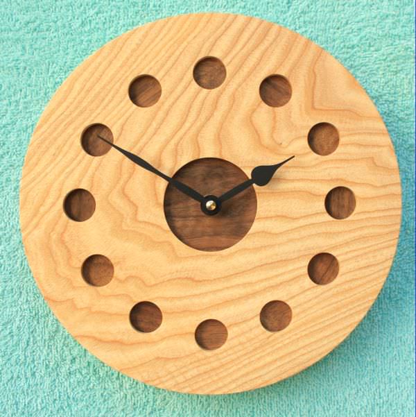 Ash and Walnut Wall Clock