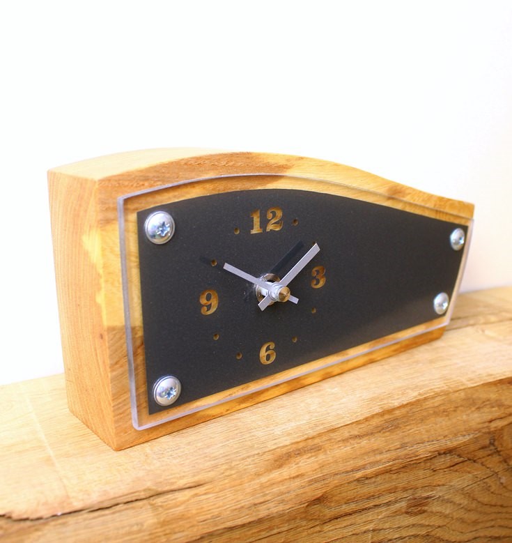 Elm Mantel Clock with Acrylic Face