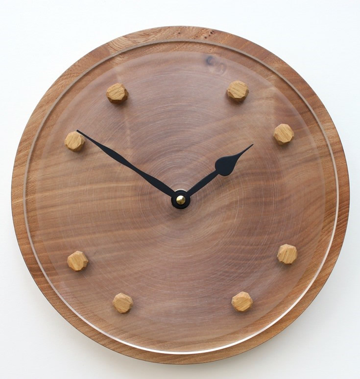 Elm Wall Clock with Acrylic Face