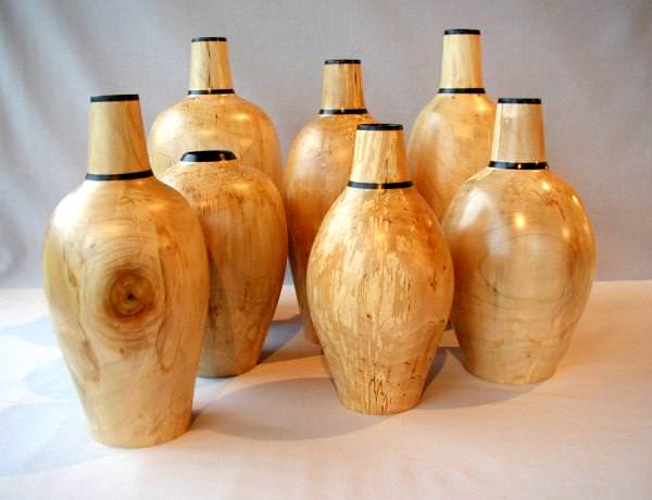 Turned Beech Bottles