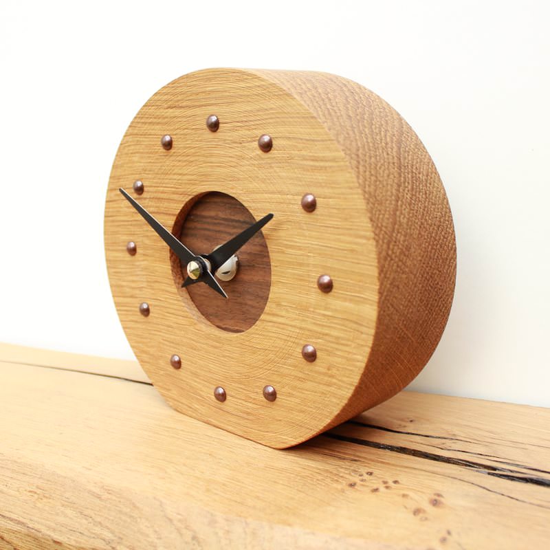 Oak and Walnut Mantel Clock