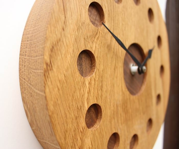 Oak and Walnut Wall Clock