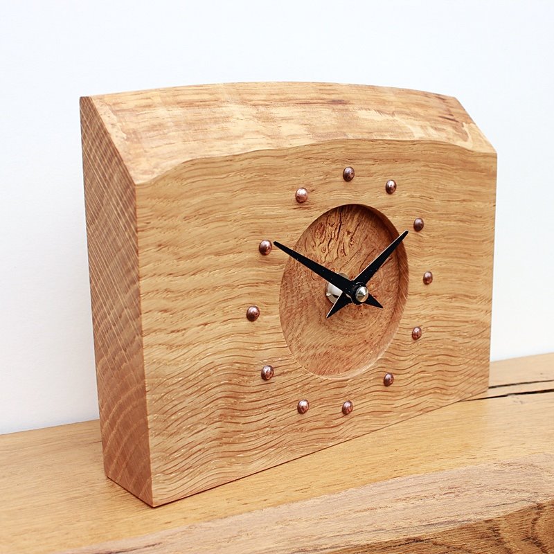 Oak Mantel Clock with Natural Edge and Burr Oak Face