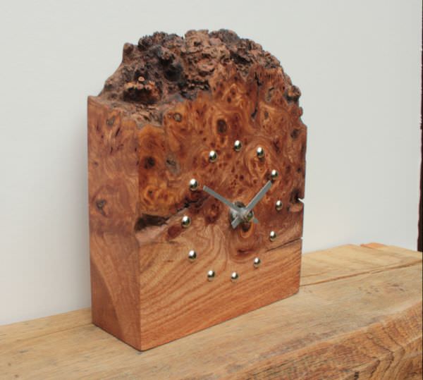 Rustic Elm Mantel Clock