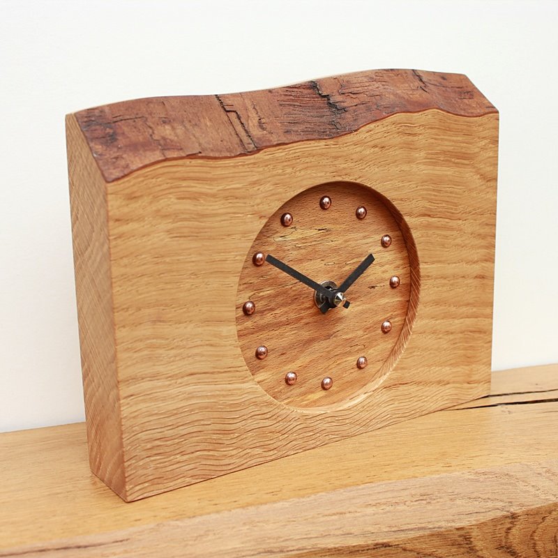 Rustic Oak Mantel Clock with Beech face