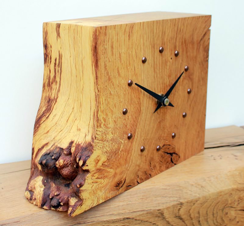 Square Rustic Oak Mantel Clock