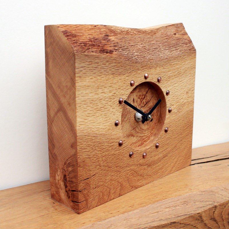 Rustic Oak Mantel Clock with Burr Oak Face