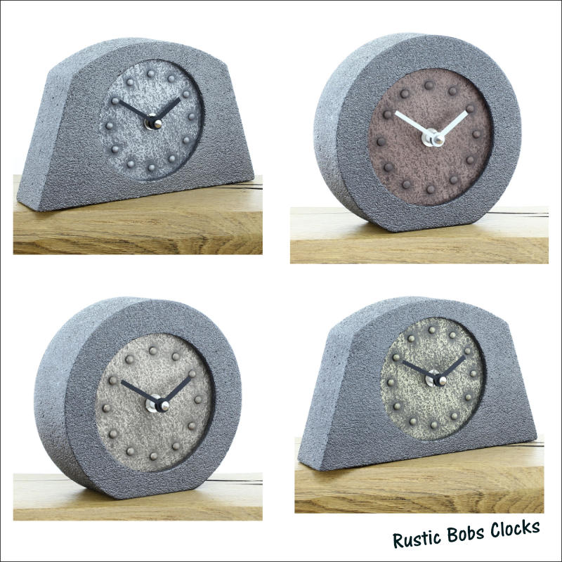 Metal Effect Mantel Desk Clocks with Aluminium, Copper, Bronze and Brass Faces