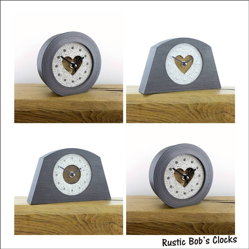 Rustic Mantel Clocks Handmade in the UK from various Materials