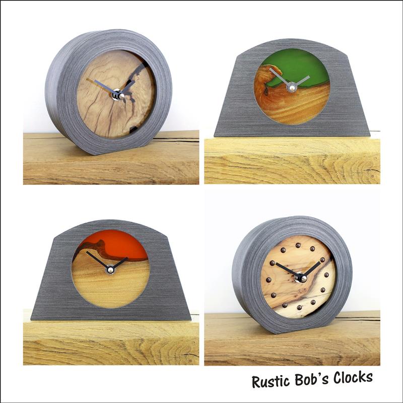 Unique Mantel Clocks, Handmade in the UK from Resin, Wood and other Natural Materials