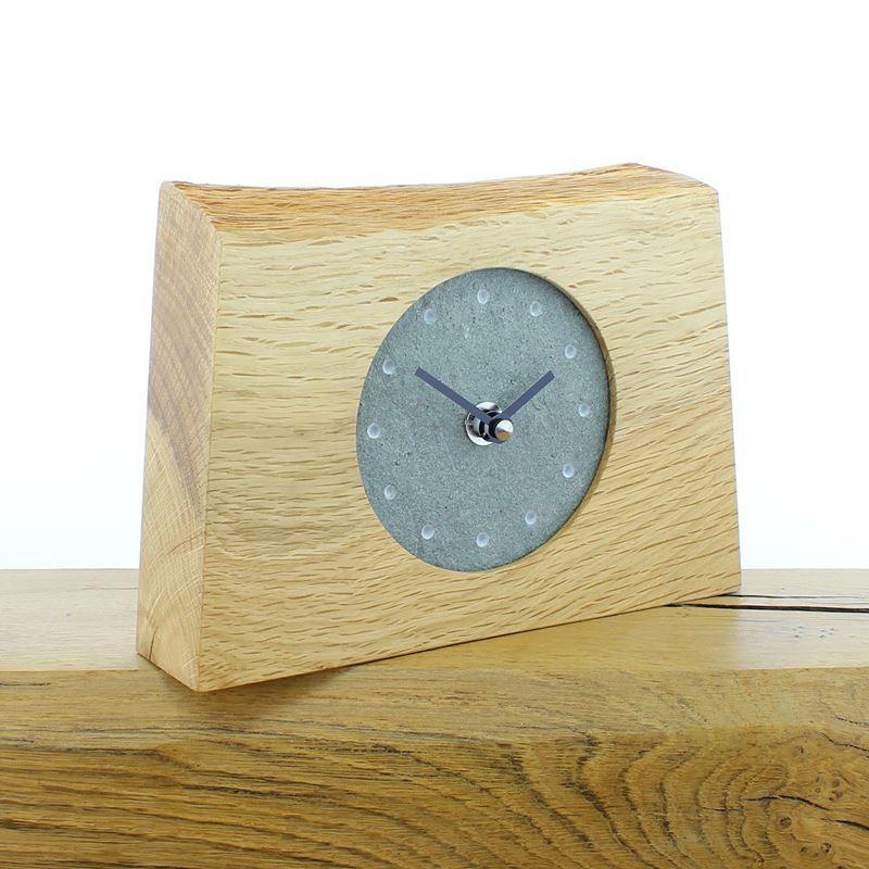 Mantel Clock 2, Solid English Oak Mantel Clock with a Reclaimed Lakeland Slate Face