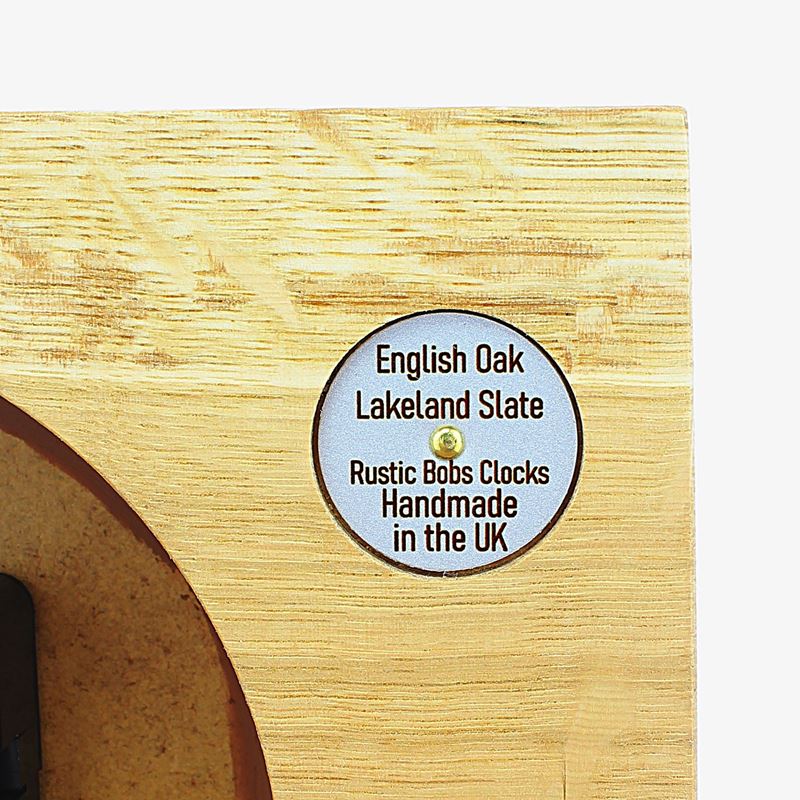 Mantel Clock 4, Solid English Oak Mantel Clock with a Reclaimed Lakeland Slate Face