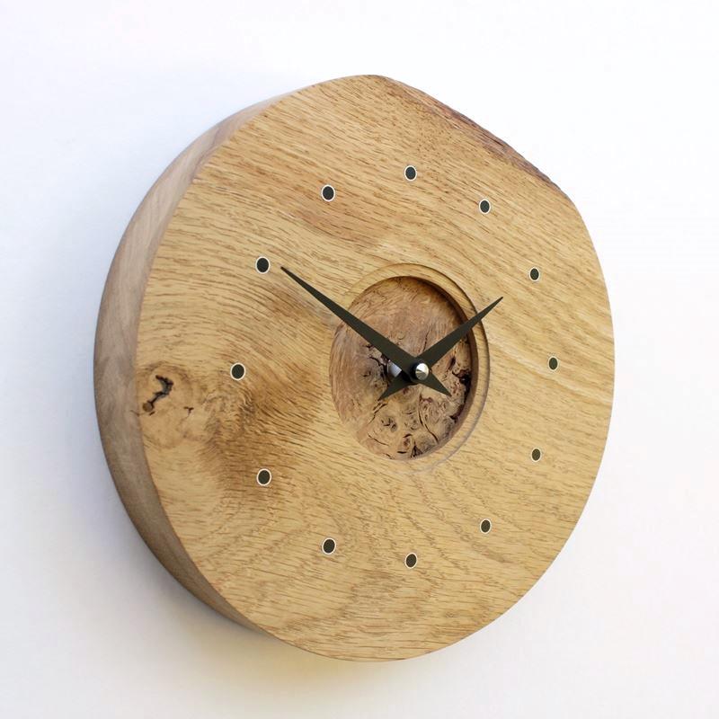 Rustic Oak Wall CLock with Burr Oak Face