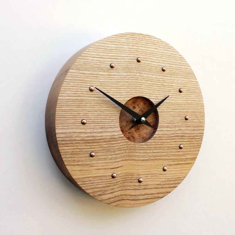 Ash Wall Clock with Cedar Burr Face