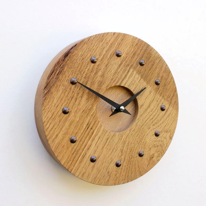 Reclaimed Oak Wall Clock with Beech Face