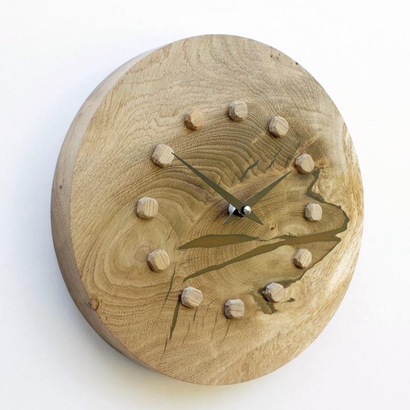 Oak Wall Clock with Infused Resin