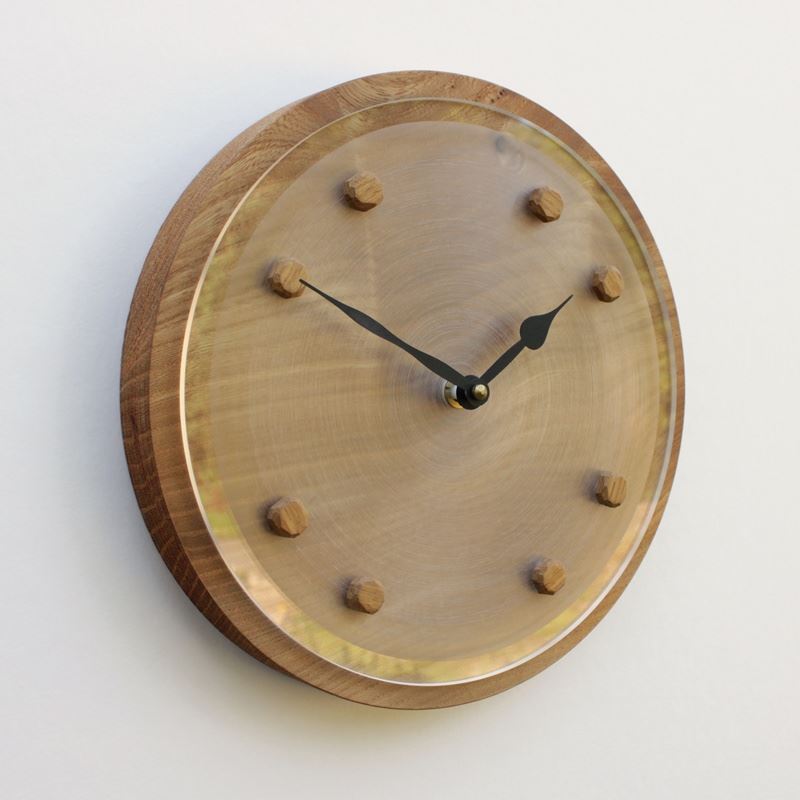 Round Elm Wall Clock with Clear Perspex